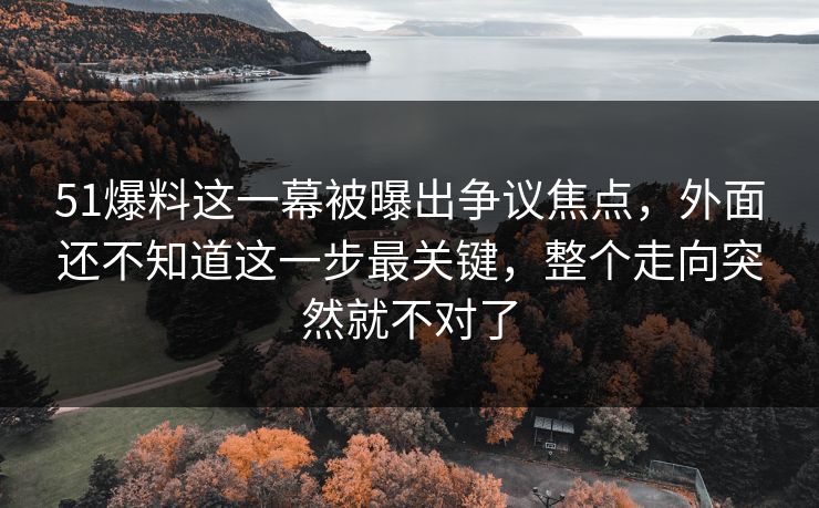 51爆料这一幕被曝出争议焦点,外面还不知道这一步最关键,整个走向突然就不对了 51爆料这一幕被曝出争议焦点,外面还不知道这一步最关键,整个走向突然就不对了