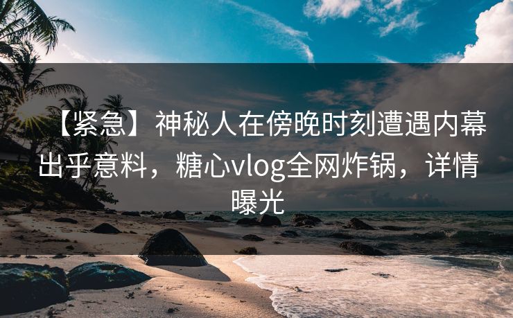 【紧急】神秘人在傍晚时刻遭遇内幕出乎意料，糖心vlog全网炸锅，详情曝光