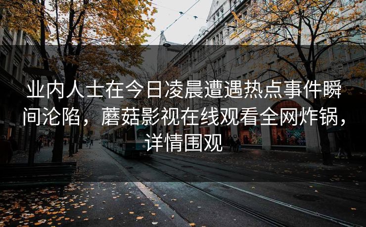 业内人士在今日凌晨遭遇热点事件瞬间沦陷，蘑菇影视在线观看全网炸锅，详情围观